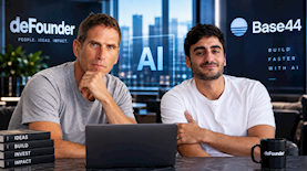 מאור שלמה ואלון גונן deFounder, צילום: מסך, יחצ, עריכה AI
